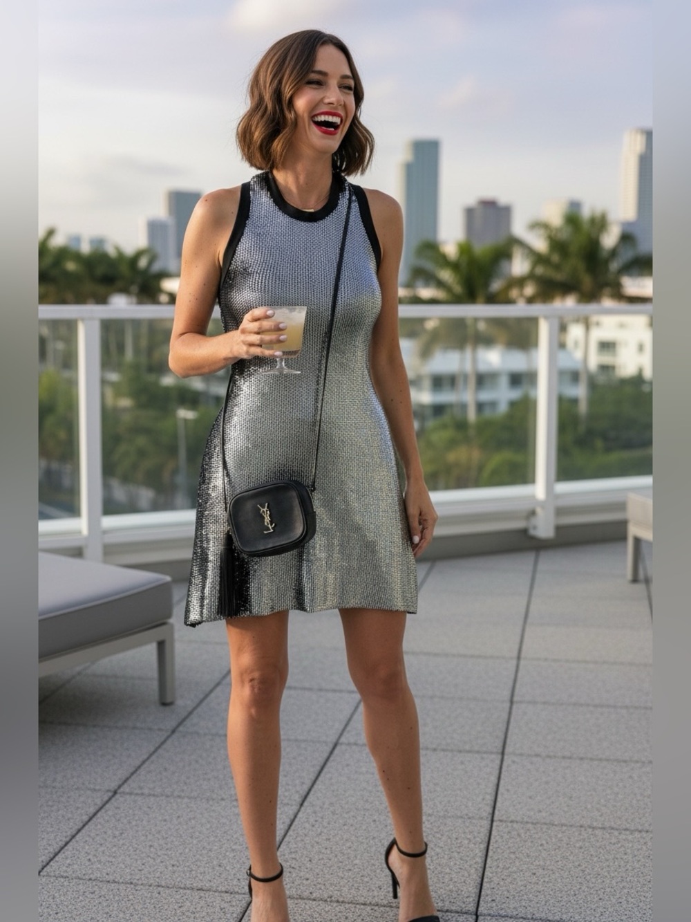alexis Silver Metallic Sleeveless Party Dress Size S